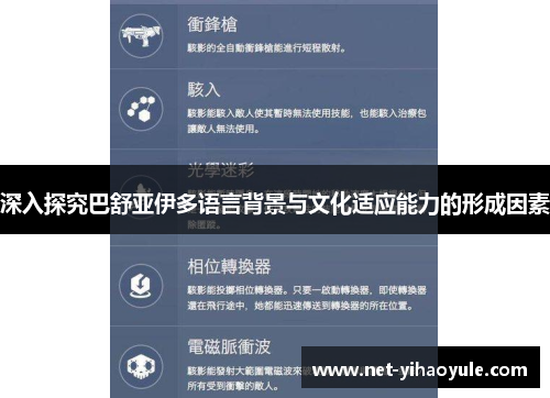 深入探究巴舒亚伊多语言背景与文化适应能力的形成因素 深入探究巴舒亚伊多语言背景与文化适应能力的形成因素